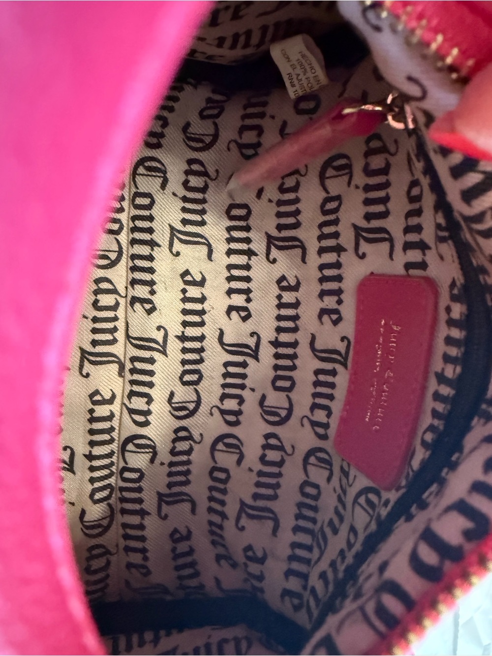 Juicy Couture Pink Velour Mini Barrel Bag Y2K Crossbody - Picture 10 of 15